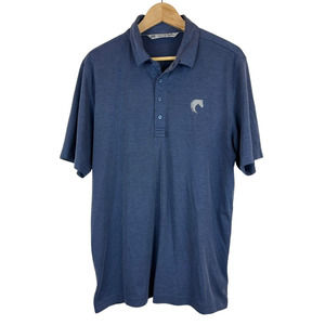 Travis Mathew Golf Polo Shirt Men's‎ L Blue-Gray Horse/Bronco Logo Stretch